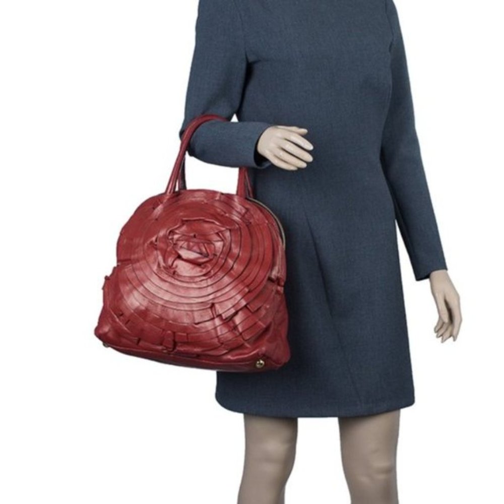 Valentino Petale Dome Red Nappa Leather Satchel Red